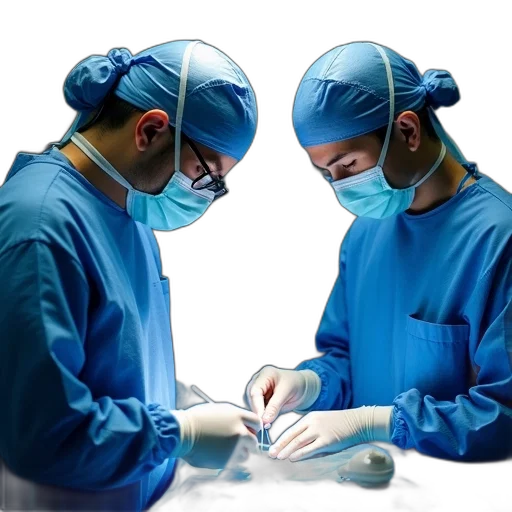 staff, two, surgeons, blue transparent PNG cut-out