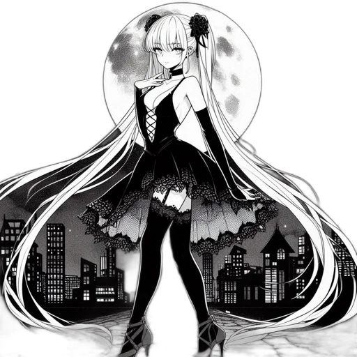 dress, anime, cartoon, concept art transparent PNG cut-out
