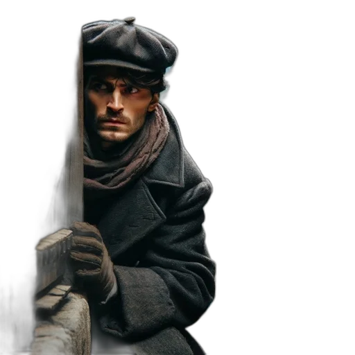 hat, jacket, face, staff transparent PNG cut-out