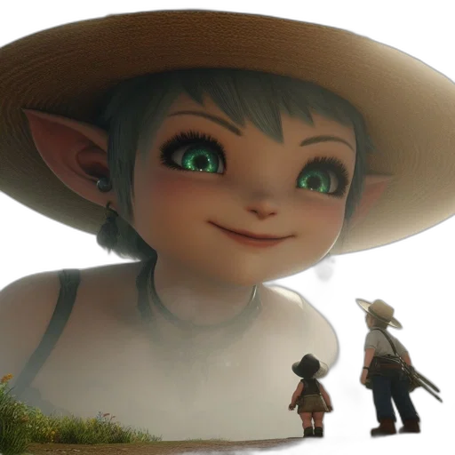hat, face, creature, staff transparent PNG cut-out