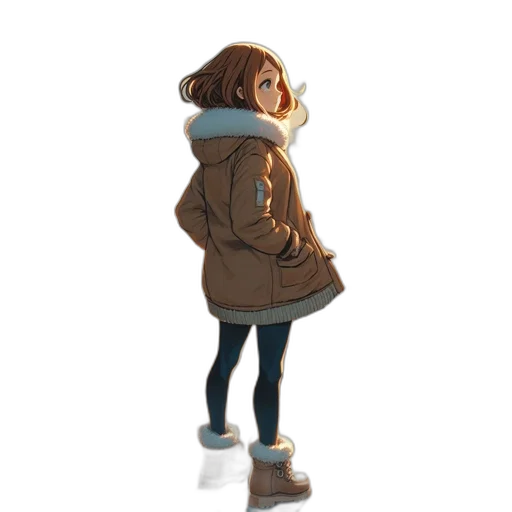 jacket, staff, dress, creature transparent PNG cut-out