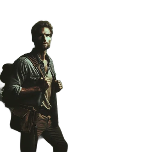jacket, staff, weapon, robot transparent PNG cut-out