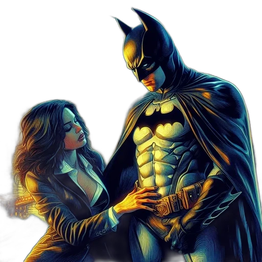 comic book art, concept art, batman, female transparent PNG cut-out