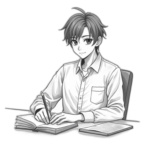 staff, anime, cartoon, pencil sketch transparent PNG cut-out