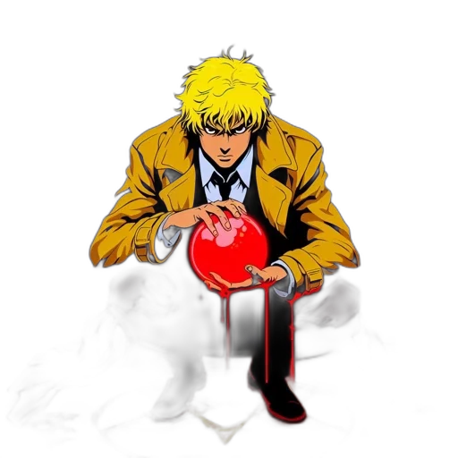 jacket, weapon, crown, comic book art transparent PNG cut-out