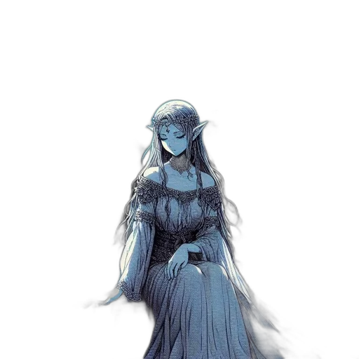 dress, staff, crown, creature transparent PNG cut-out