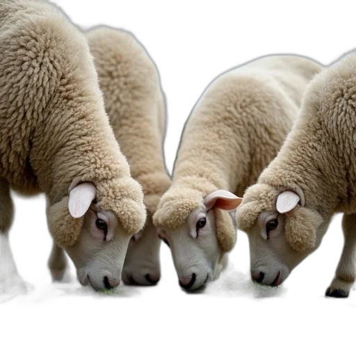 animal, group, four, sheep transparent PNG cut-out