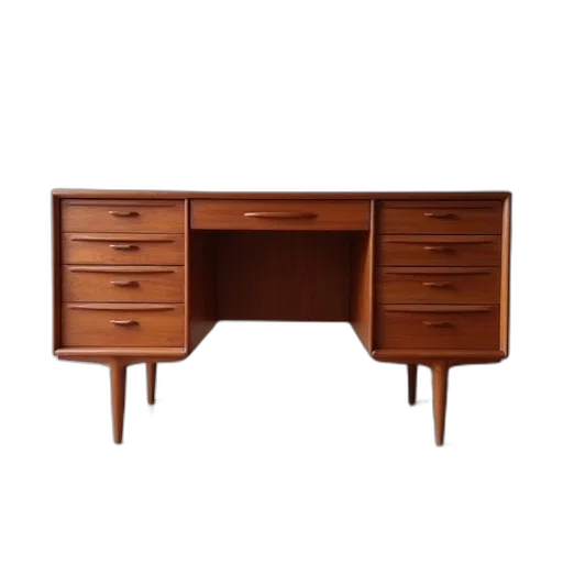 furniture, vintage, teak, desk transparent PNG cut-out