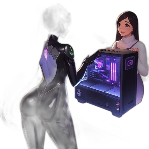 robot, dress, creature, weapon transparent PNG cut-out