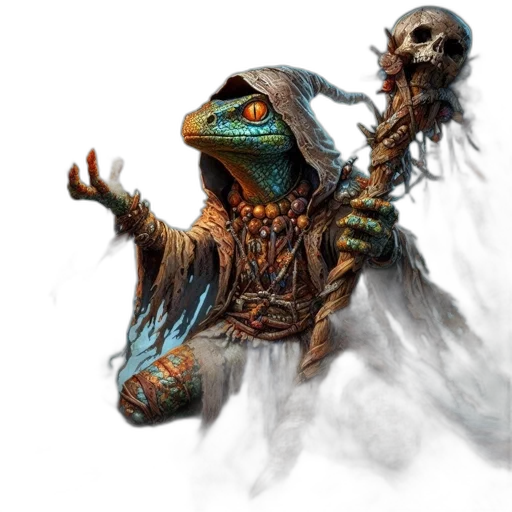 dragon, creature, staff, mask transparent PNG cut-out