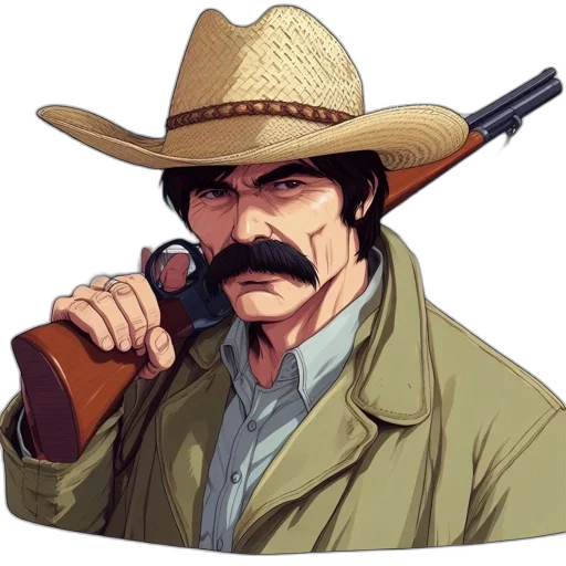 hat, weapon, staff, jacket transparent PNG cut-out