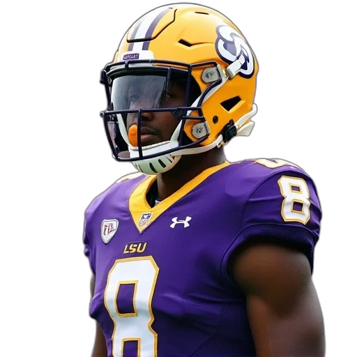 lsu, football, player, uniform transparent PNG cut-out