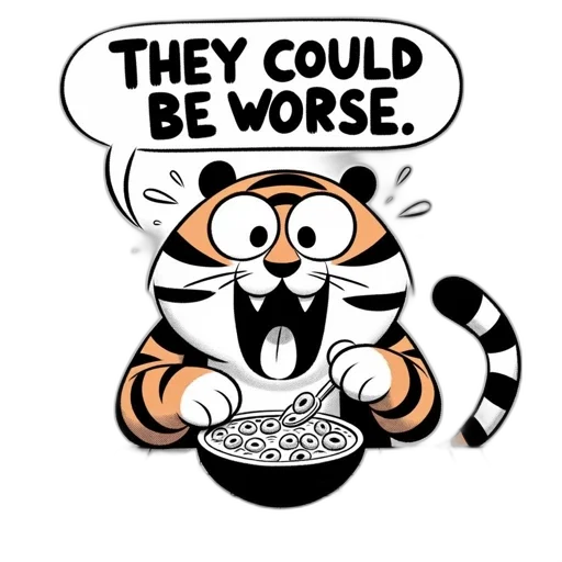 cartoon, tiger, eats, cereal transparent PNG cut-out