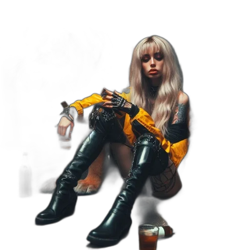 weapon, jacket, robot, hair transparent PNG cut-out