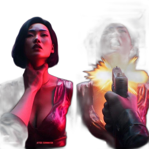 weapon, jacket, concept art, cyberpunk transparent PNG cut-out