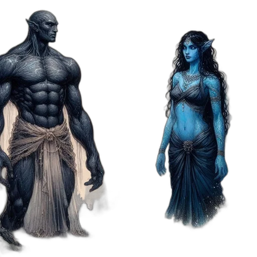 concept art, fantasy art, comic book art, blue transparent PNG cut-out