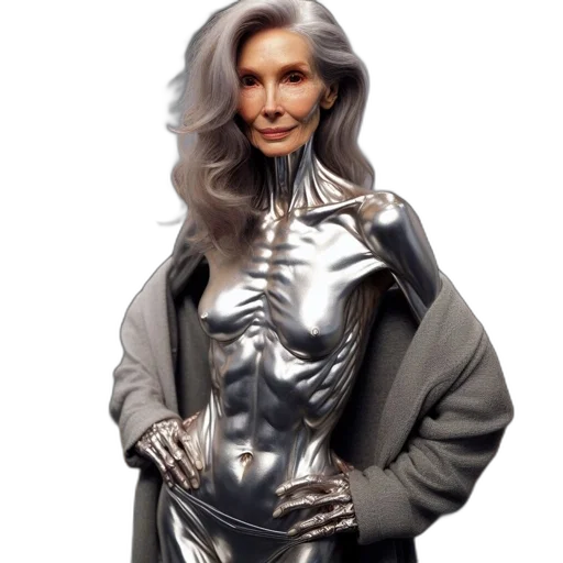 robot, dress, jewelry, photorealistic transparent PNG cut-out
