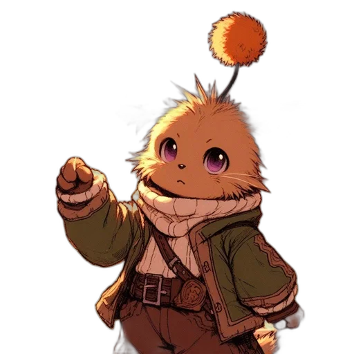 jacket, staff, creature, animal transparent PNG cut-out