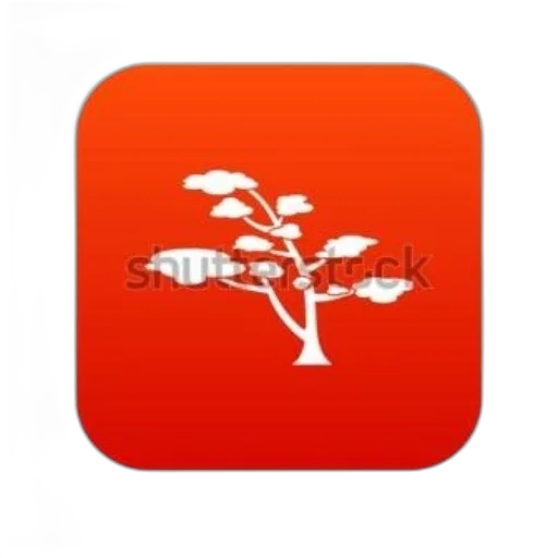 tree, red, stylized, icon transparent PNG cut-out