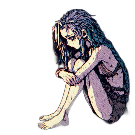 creature, dress, hair, watercolor transparent PNG cut-out