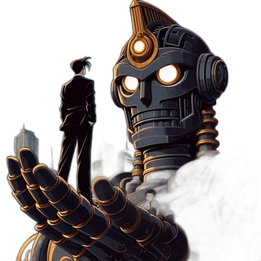robot, mask, weapon, staff transparent PNG cut-out