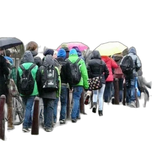 umbrella, jacket, group, people transparent PNG cut-out