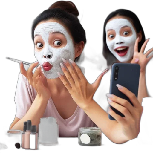 mask, face, photorealistic, two transparent PNG cut-out