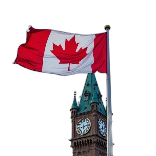 canadian, flag, flying, front transparent PNG cut-out
