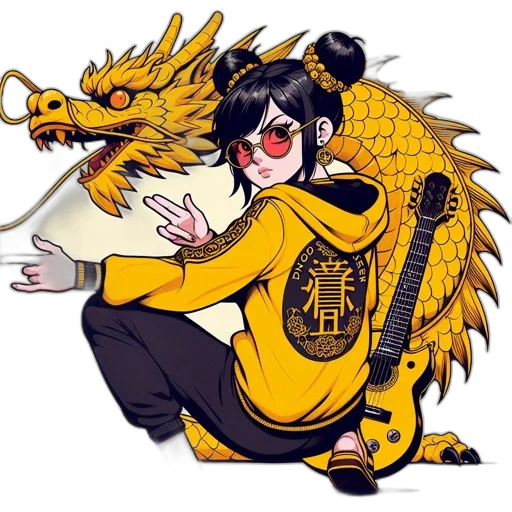 dragon, staff, anime, fantasy art transparent PNG cut-out