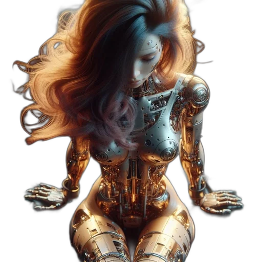 robot, jewelry, dress, fantasy art transparent PNG cut-out