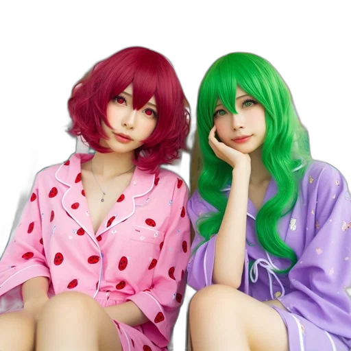 hair, dress, anime, vaporwave transparent PNG cut-out