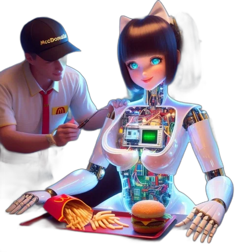 robot, food, cyberpunk, vaporwave transparent PNG cut-out