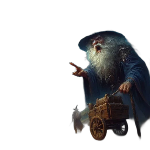 hat, dragon, creature, staff transparent PNG cut-out