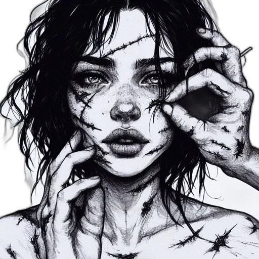 face, mask, hair, creature transparent PNG cut-out