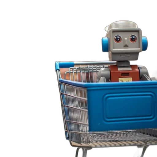 robot, toy, sits, shopping transparent PNG cut-out