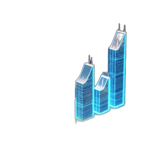 building, 3d render, vaporwave, pixel art transparent PNG cut-out