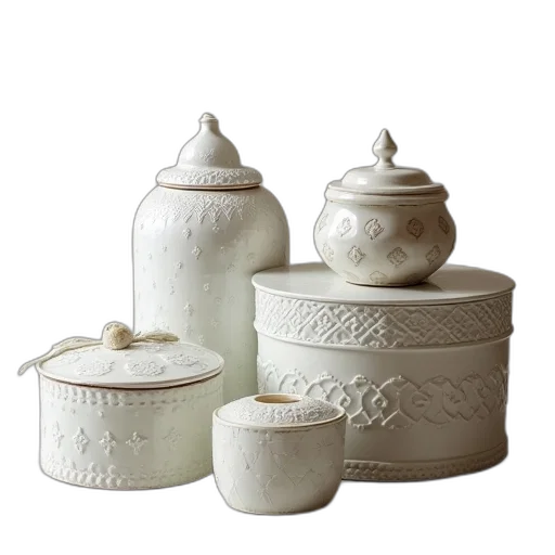 3d render, monochrome, porcelain, boxes transparent PNG cut-out