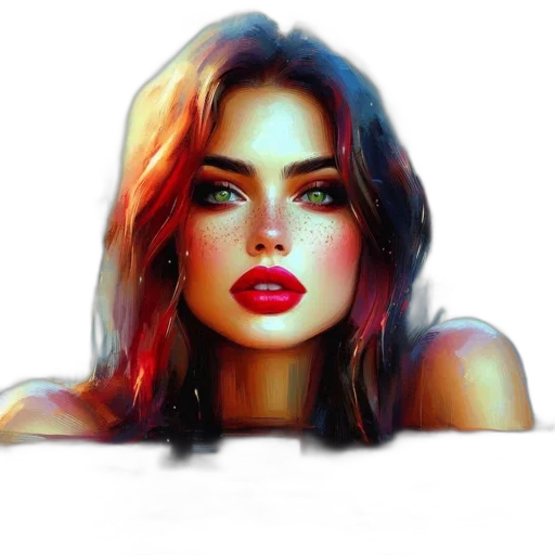 face, jewelry, photorealistic, oil painting transparent PNG cut-out