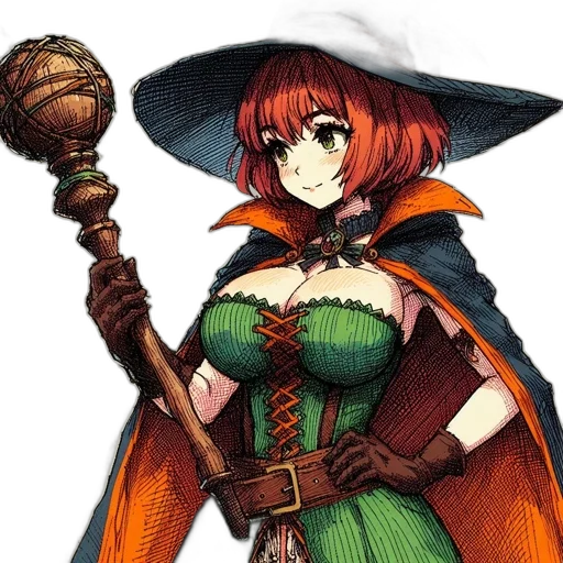 staff, dress, weapon, fantasy art transparent PNG cut-out