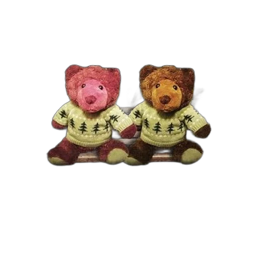 3d render, two, teddy, bears transparent PNG cut-out