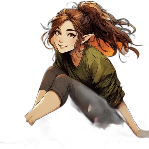creature, hair, weapon, staff transparent PNG cut-out
