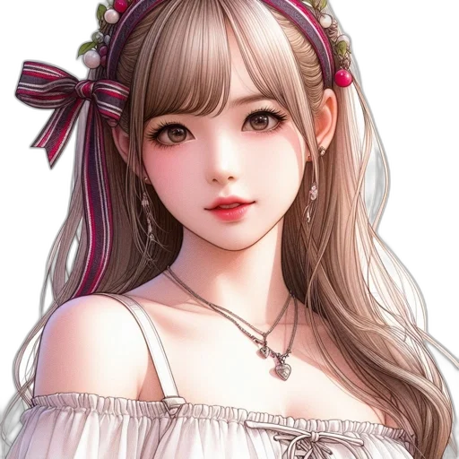 dress, face, jewelry, staff transparent PNG cut-out