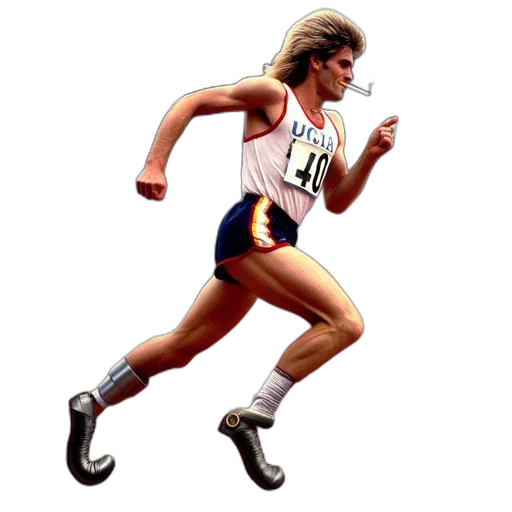photorealistic, unconventional, athlete, runs transparent PNG cut-out