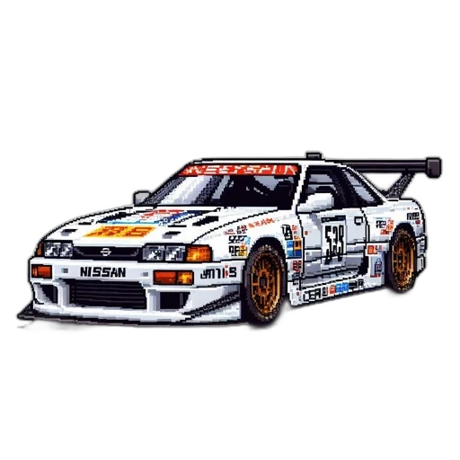 car, weapon, photorealistic, pixel art transparent PNG cut-out