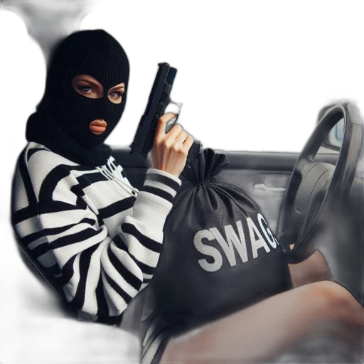 weapon, car, jacket, mask transparent PNG cut-out