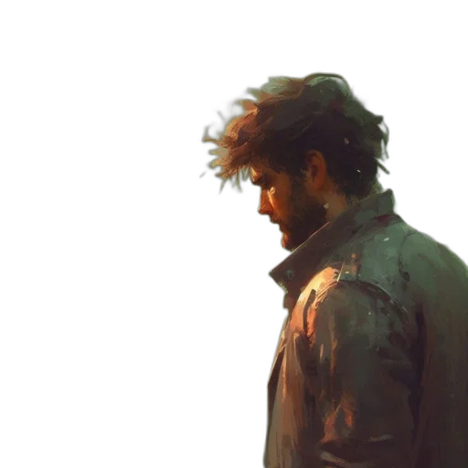 jacket, face, hair, concept art transparent PNG cut-out