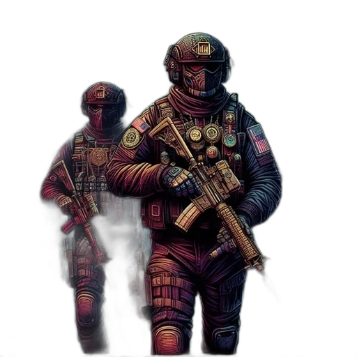 weapon, jacket, mask, staff transparent PNG cut-out