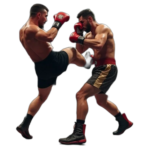 photorealistic, concept art, kickboxer, striking transparent PNG cut-out