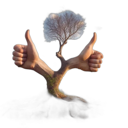 tree, staff, hair, photorealistic transparent PNG cut-out