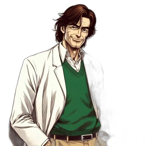 staff, jacket, comic book art, cartoon transparent PNG cut-out